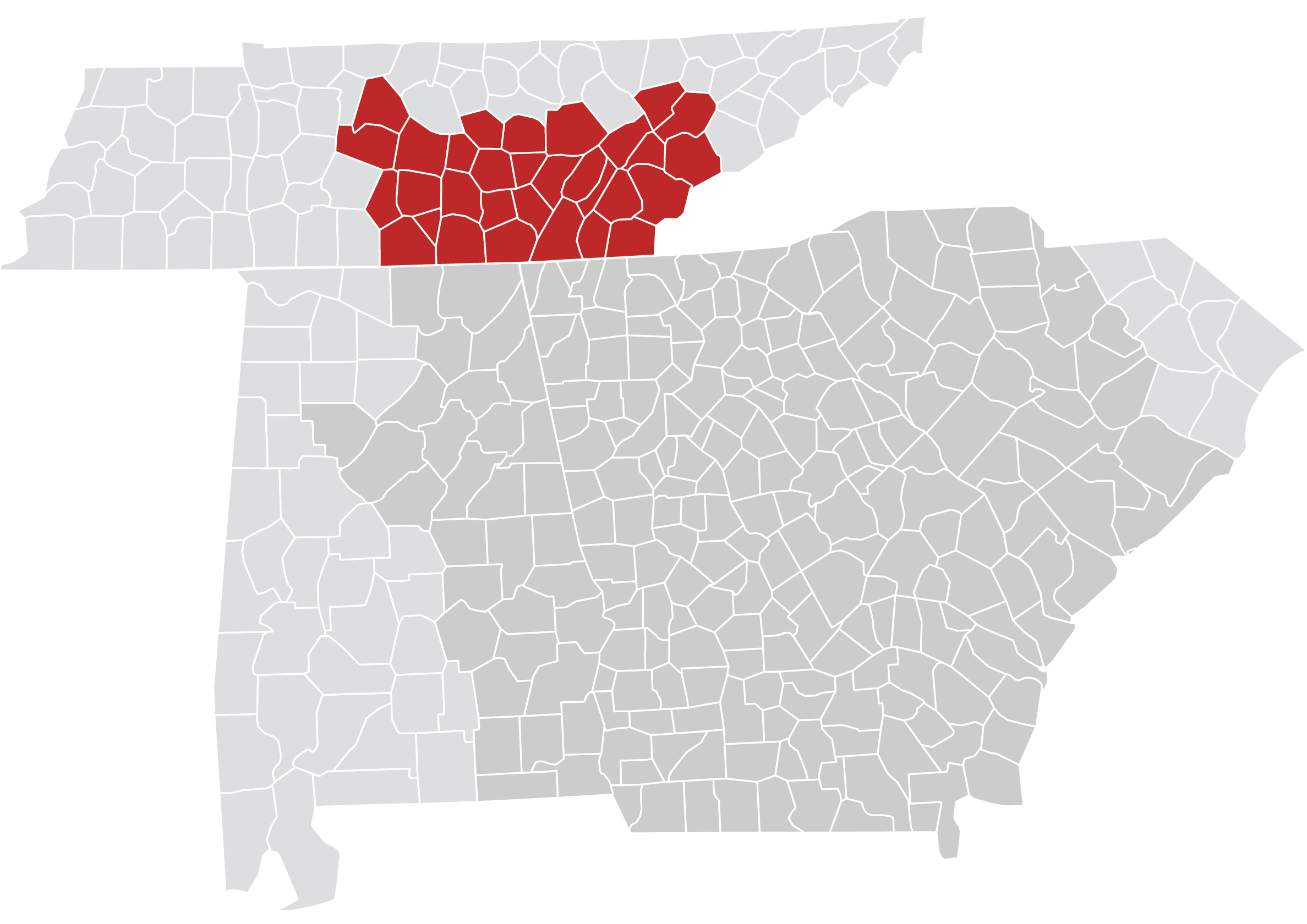 Our Service Area - Tennessee The counties we service in Tennessee.